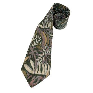Vintage New River J. Riggins Men's Necktie 100% Silk Tropical Leaves